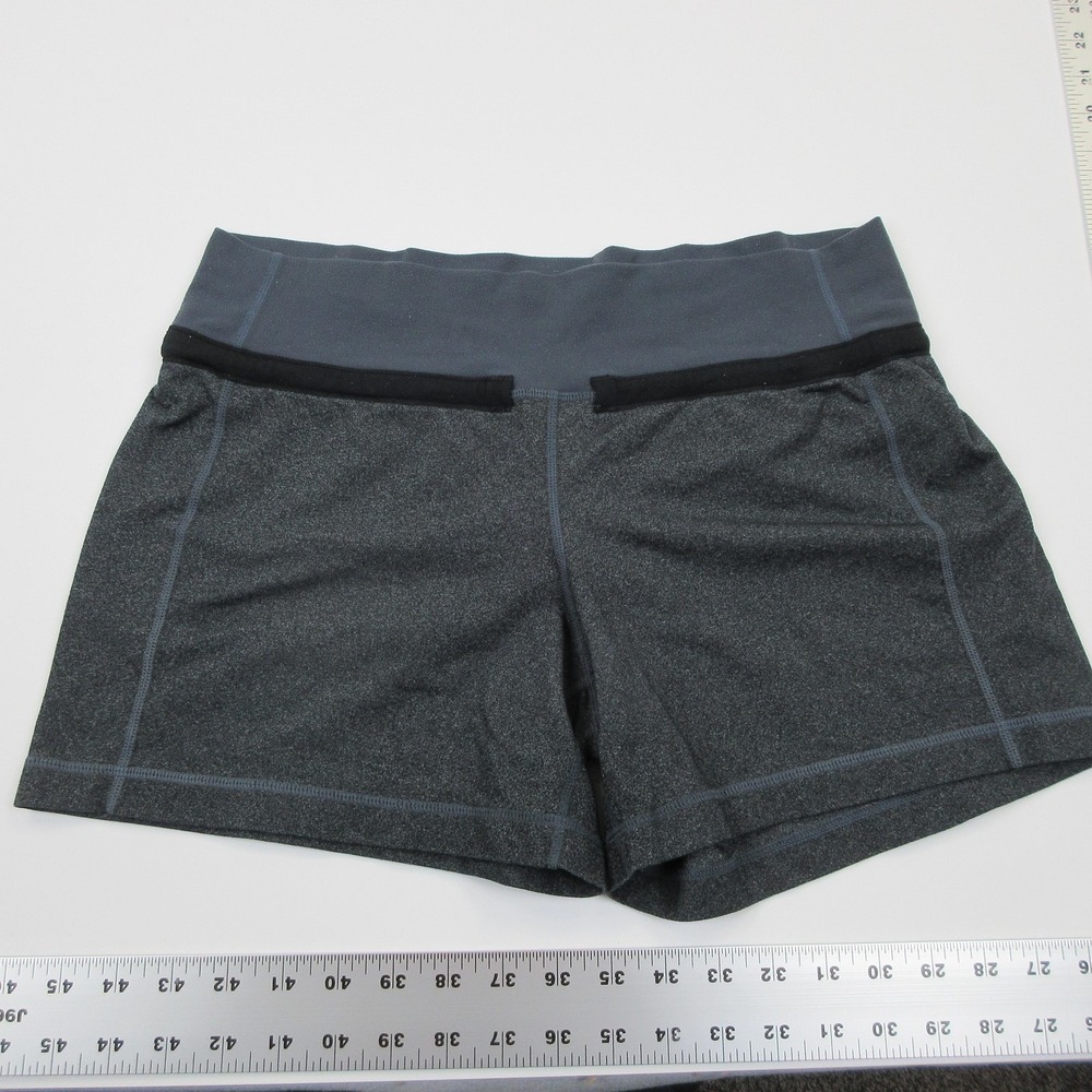 Lululemon Shorts Womens 8 Gray Colorblock Waist Drawstring Running Yoga Athletic